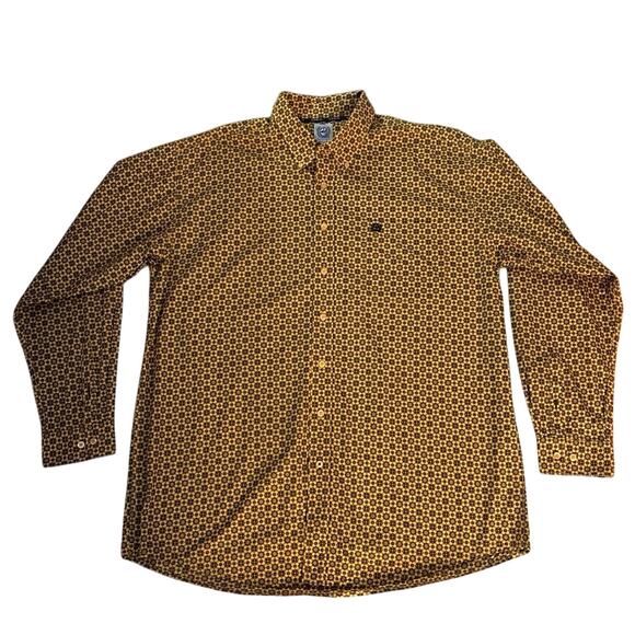 Cinch Men’s Size XL Button Down Long Sleeved Shirt Western Rodeo Yellow Gold - Picture 1 of 4